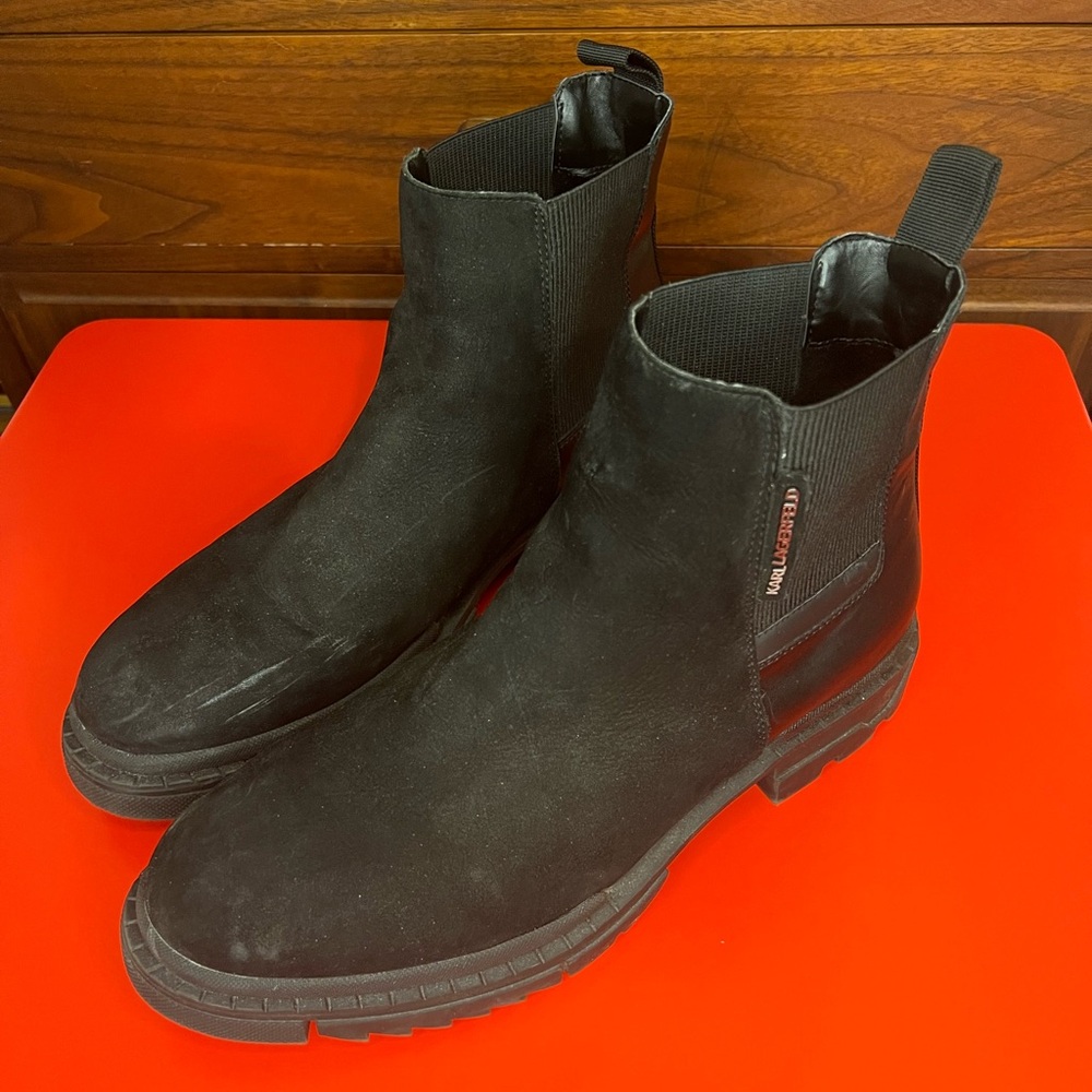 Karl Lagerfeld Black Leather Chelsea Boots Size 13